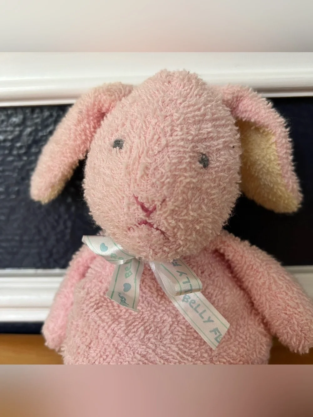 Prestige Belly Flops Buffy Pink Bunny Rabbit Terry Cloth Bean Bag Stuffed Toy